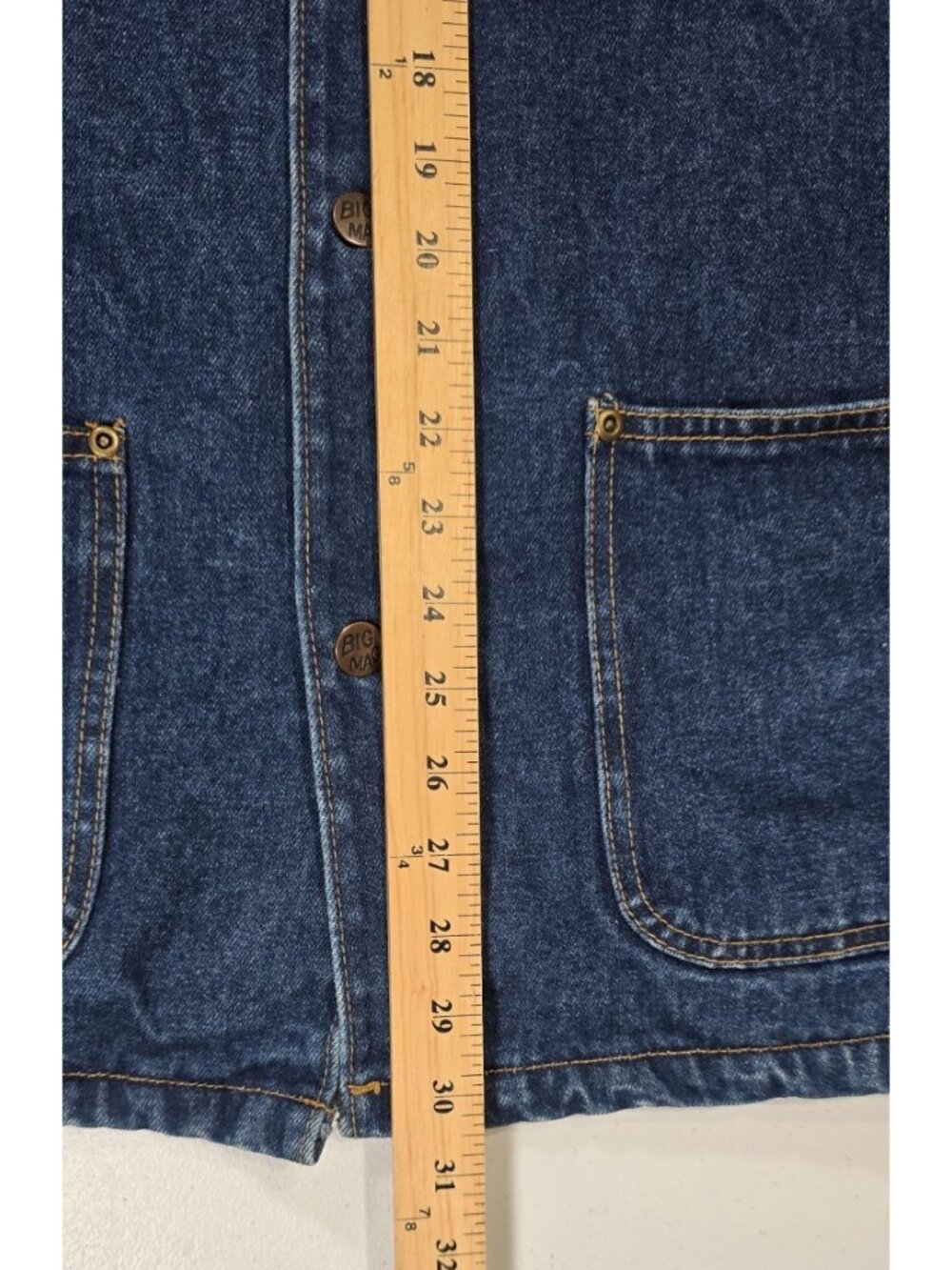 Big Mac Vtg Blue Denim Corduroy Collar Sherpa Lined Chore Work Coat Jacket Men L - Picture 3 of 16